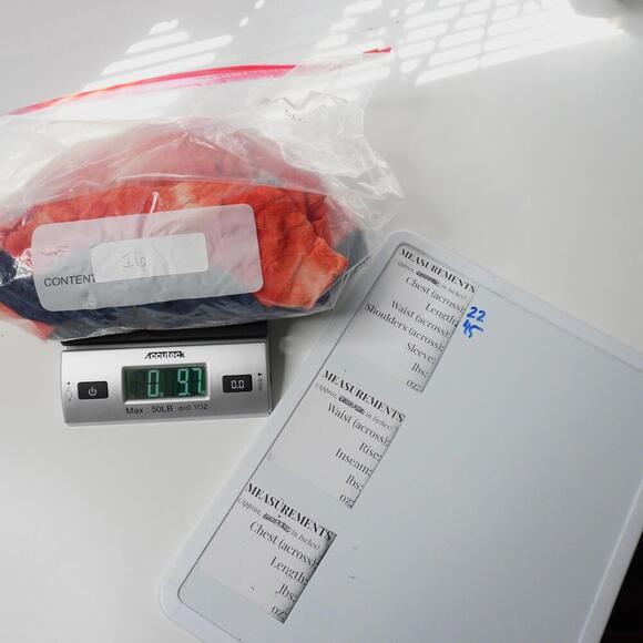 VTG Orange Blue Swirl Tie Dye Maxi Dress Stars 1XL Hippie America Asymmetric Hem - Picture 8 of 8